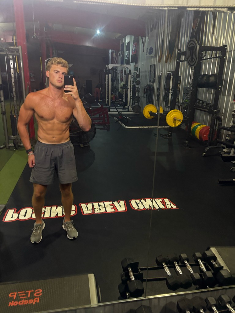 Bryce Johnson in the weight room